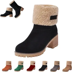 LELEBEAR Libiyi Boots, Libiyi Seniors' Chunky Heel Winter Boots, Libiyi Women's Chunky Heel Round Toe Snow Boots for Seniors