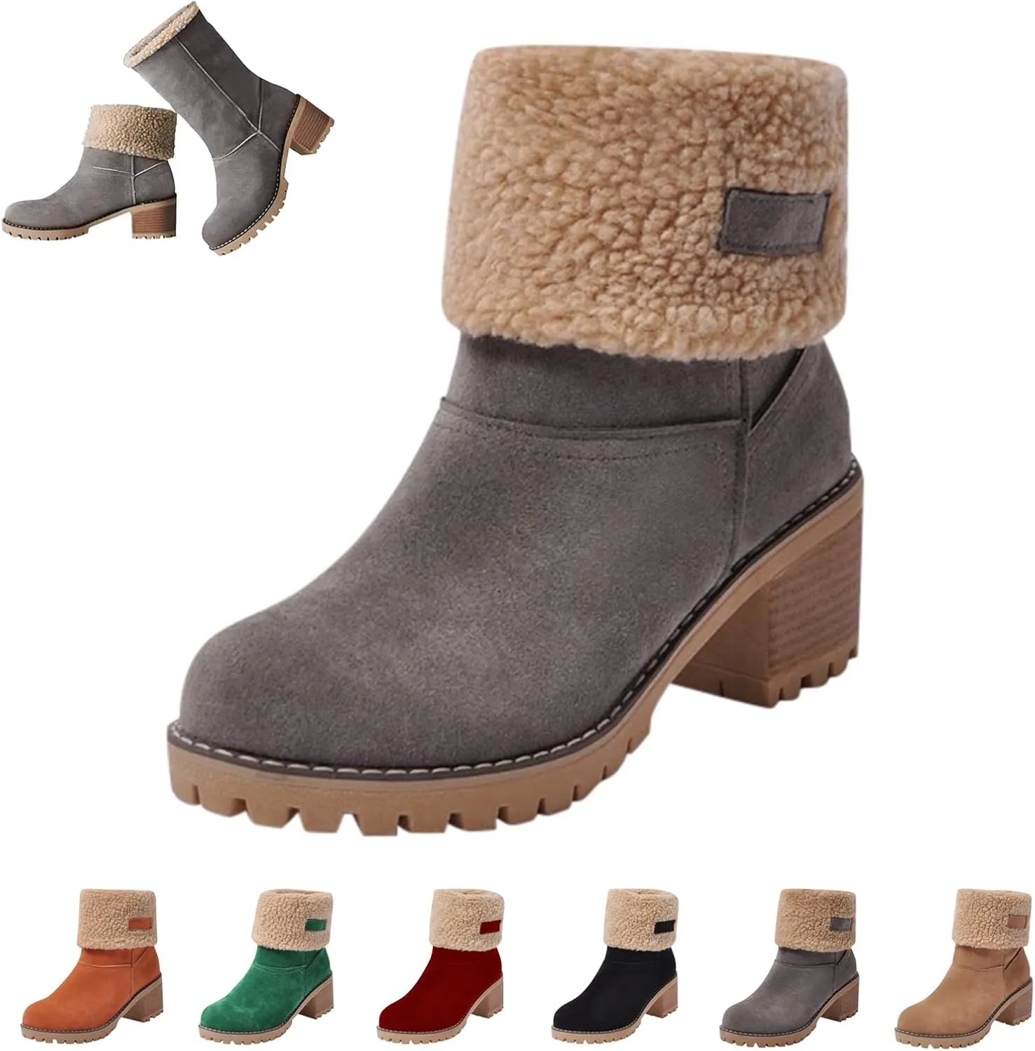 LELEBEAR Libiyi Boots, Libiyi Seniors' Chunky Heel Winter Boots, Libiyi Women's Chunky Heel Round Toe Snow Boots for Seniors