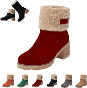 LELEBEAR Libiyi Boots, Libiyi Seniors' Chunky Heel Winter Boots, Libiyi Women's Chunky Heel Round Toe Snow Boots for Seniors