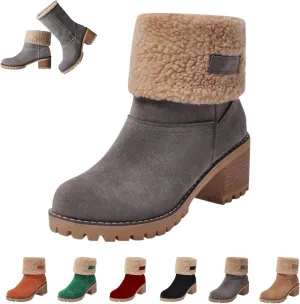 LELEBEAR Libiyi Boots, Libiyi Seniors' Chunky Heel Winter Boots, Libiyi Women's Chunky Heel Round Toe Snow Boots for Seniors