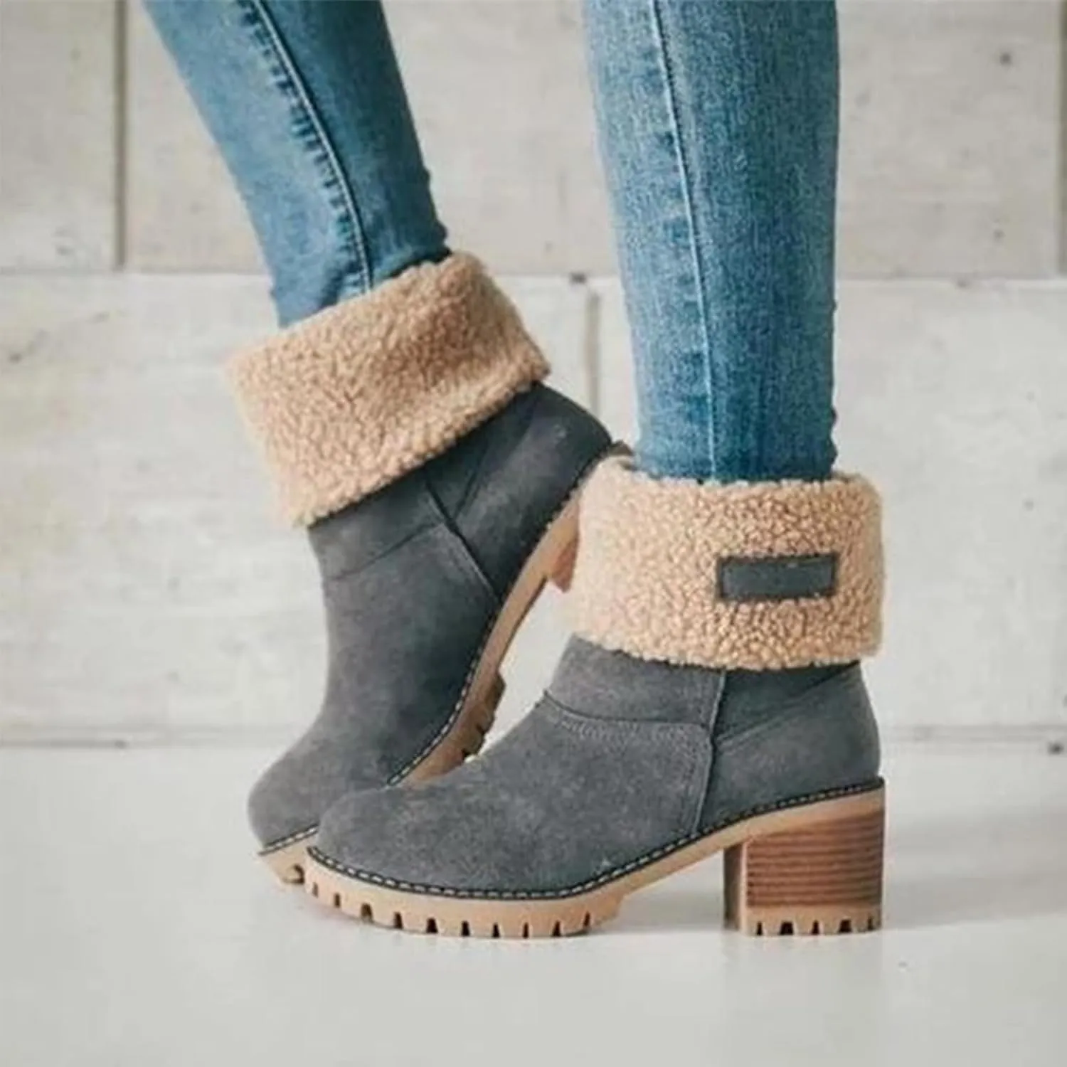 LELEBEAR Libiyi Boots, Libiyi Seniors' Chunky Heel Winter Boots, Libiyi Women's Chunky Heel Round Toe Snow Boots for Seniors