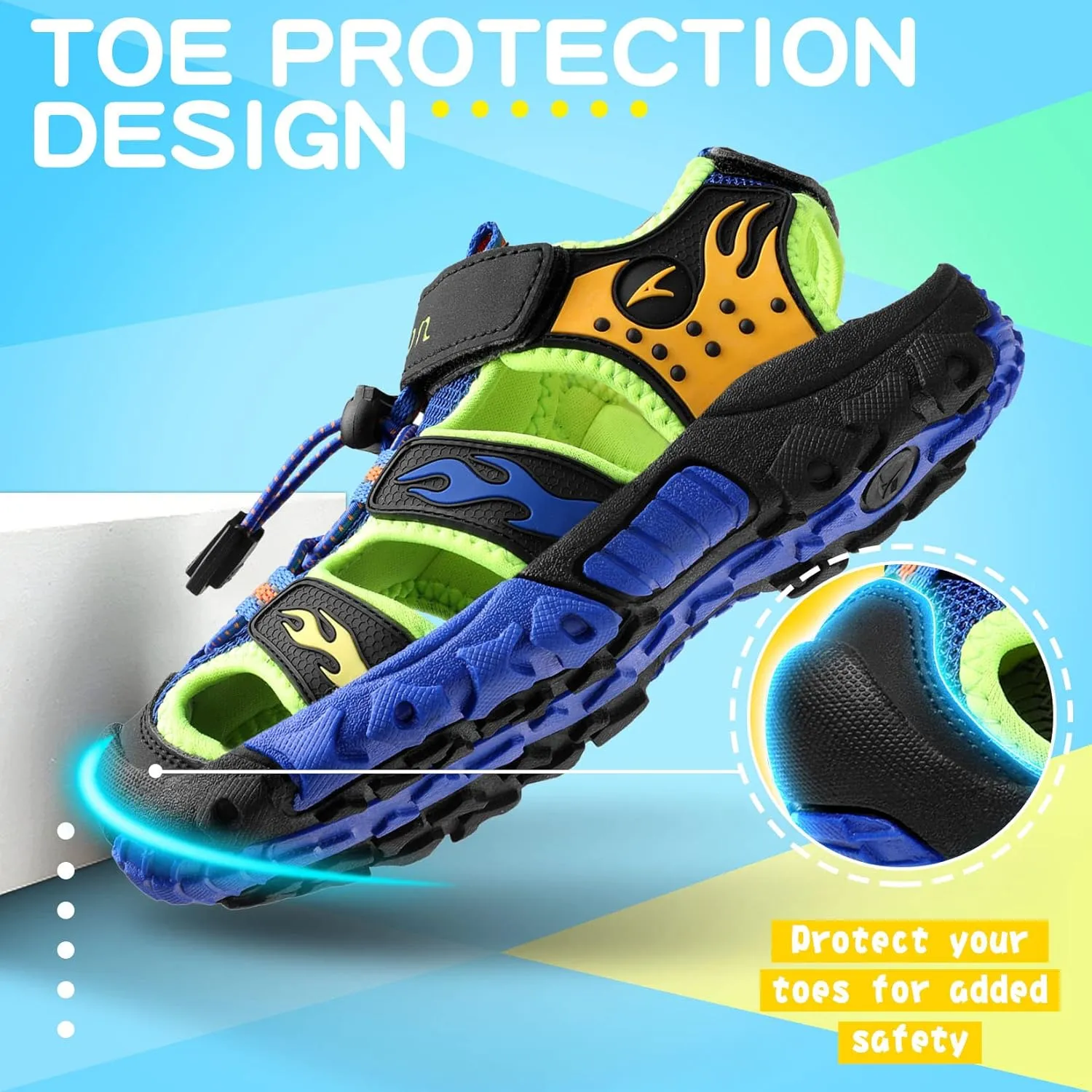Littleplum Boys Sandals Closed Toe Sport Sandals Summer Shoes for Kids Walking Hiking Athletic Outdoor