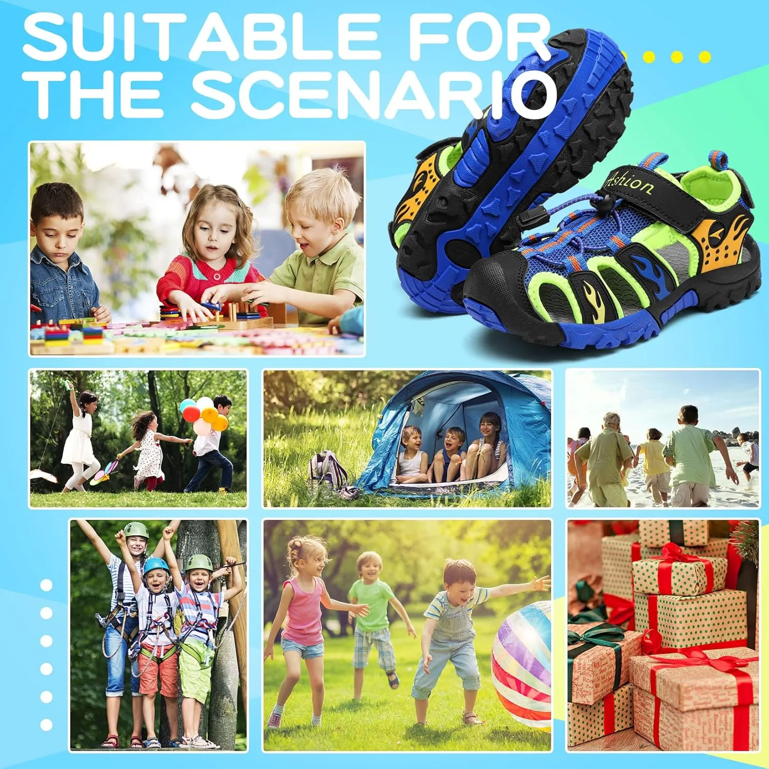 Littleplum Boys Sandals Closed Toe Sport Sandals Summer Shoes for Kids Walking Hiking Athletic Outdoor