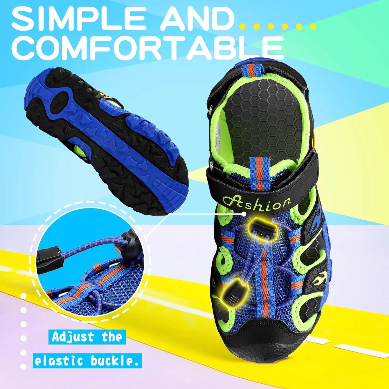 Littleplum Boys Sandals Closed Toe Sport Sandals Summer Shoes for Kids Walking Hiking Athletic Outdoor