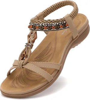 Littleplum Womens Sandals Comfort Arch Support Sandals Summer Walking Shoes Casual Ankle Elastic Flip Flops Sandals