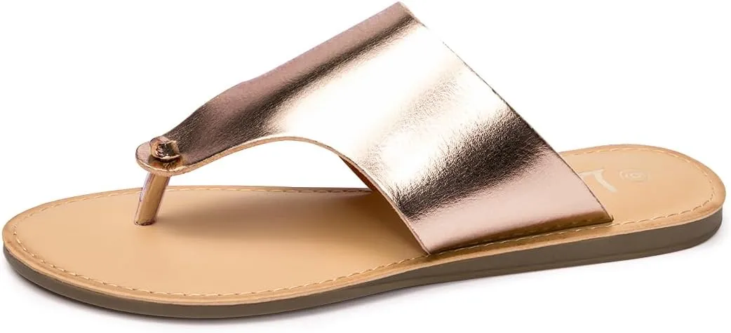 LM Women's Thong Sandals T Strap Sandals Slip On Flat Sandals Flip Flop Casual Slide Sandals for Women Dressy Summer