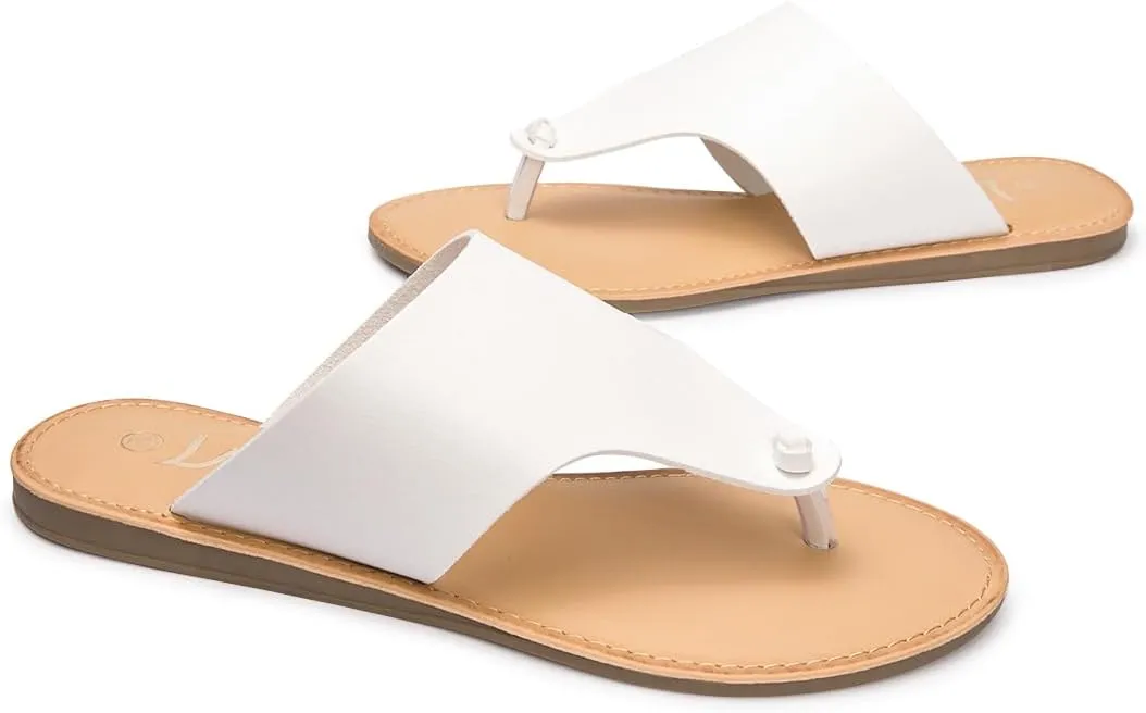 LM Women's Thong Sandals T Strap Sandals Slip On Flat Sandals Flip Flop Casual Slide Sandals for Women Dressy Summer