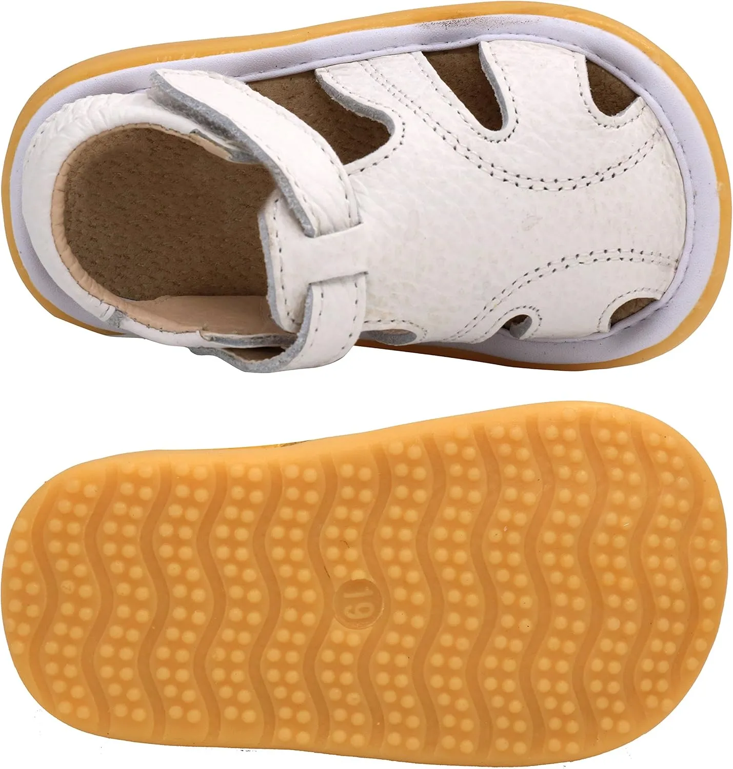 LONSOEN Girl's Genuine Leather Sandals Closed-toe Princess Dress Sandal Shoes