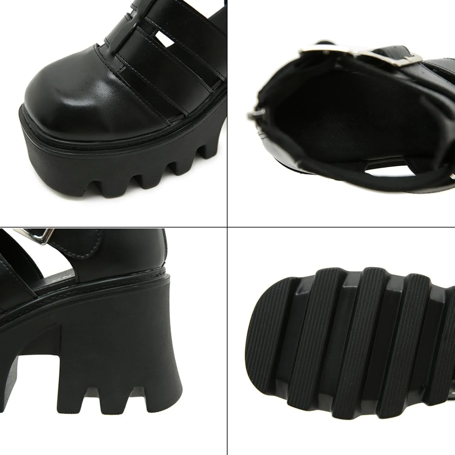Lossarye Women's Leather Platform Closed Toe Fisherman Sandals with Adjustable Ankle Buckle High Top Non-Slip Lug Sole Gladiator Sandals Chunky Heel Roman Beach Sandals