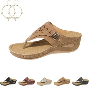 Lublanca Sandals For Women, Avylays Orthopedic Bohemian Slippers, Avylays Orthopedic Sandals, Non-slip Breathable Slippers Suitable, Women’s Thick-Soled Wedge Heel Slipper