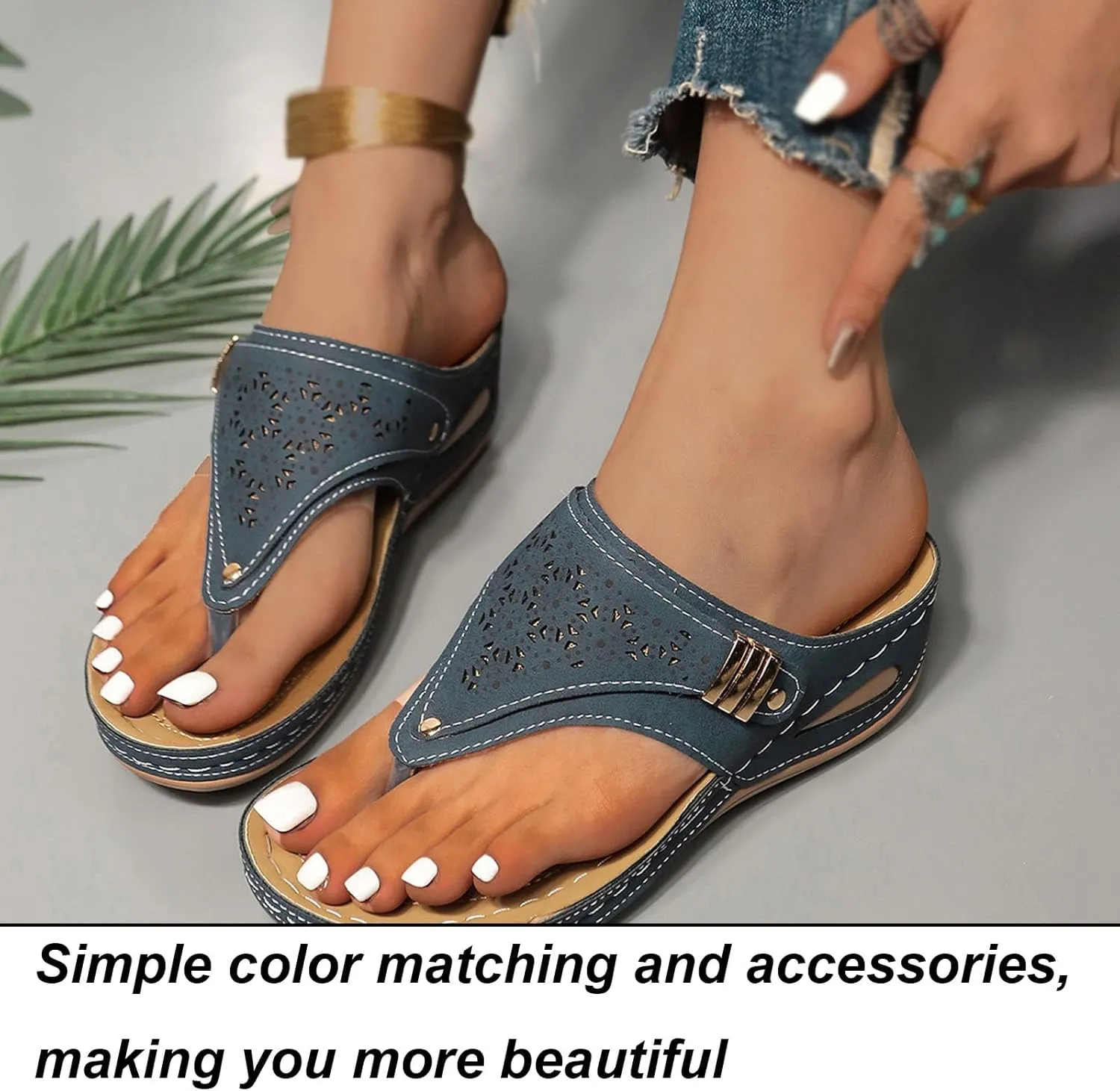 Lublanca Sandals For Women, Avylays Orthopedic Bohemian Slippers, Avylays Orthopedic Sandals, Non-slip Breathable Slippers Suitable, Women’s Thick-Soled Wedge Heel Slipper