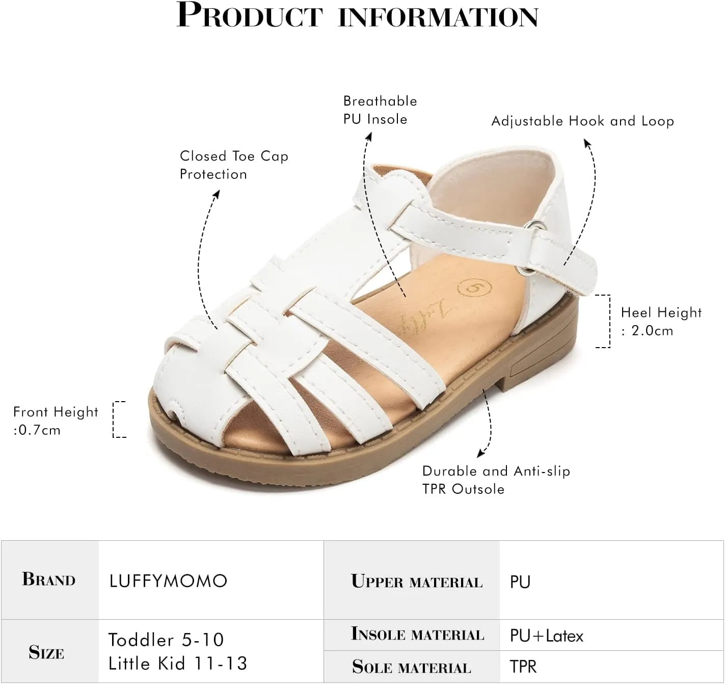 Luffymomo Girls Summer Sandals,Closed Toe Slides Outdoor/Indoor Shoes for Toddler/Little Kid