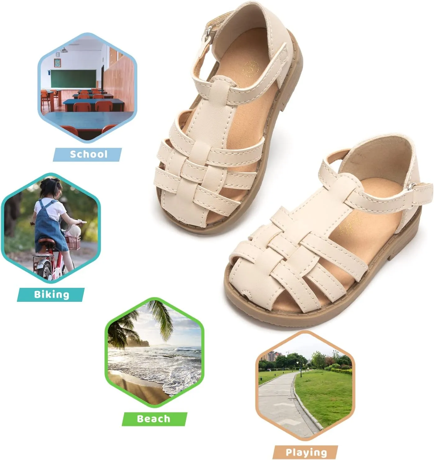Luffymomo Girls Summer Sandals,Closed Toe Slides Outdoor/Indoor Shoes for Toddler/Little Kid
