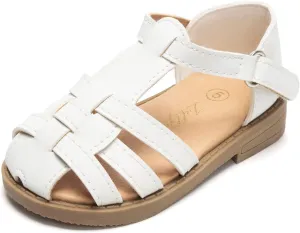 Luffymomo Girls Summer Sandals,Closed Toe Slides Outdoor/Indoor Shoes for Toddler/Little Kid