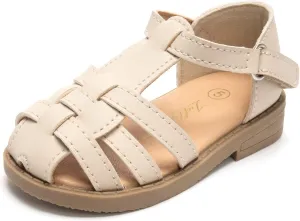 Luffymomo Girls Summer Sandals,Closed Toe Slides Outdoor/Indoor Shoes for Toddler/Little Kid