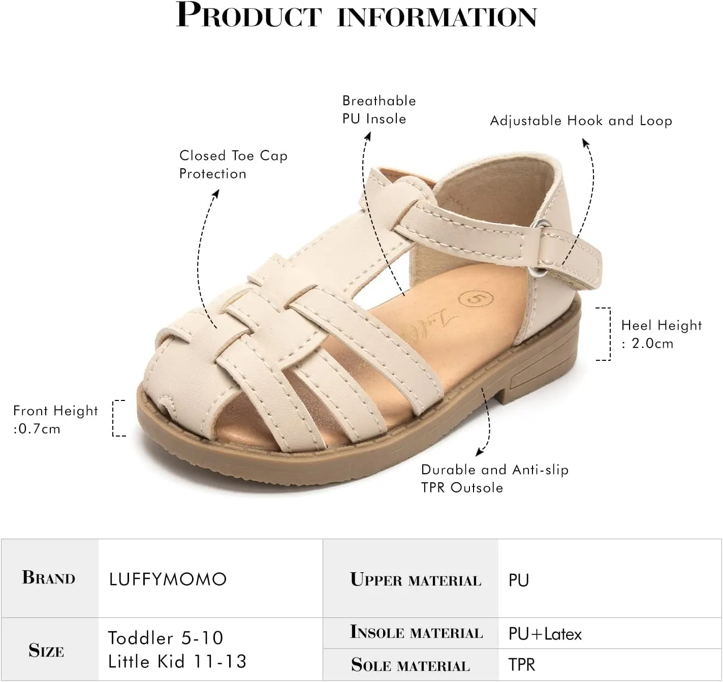 Luffymomo Girls Summer Sandals,Closed Toe Slides Outdoor/Indoor Shoes for Toddler/Little Kid