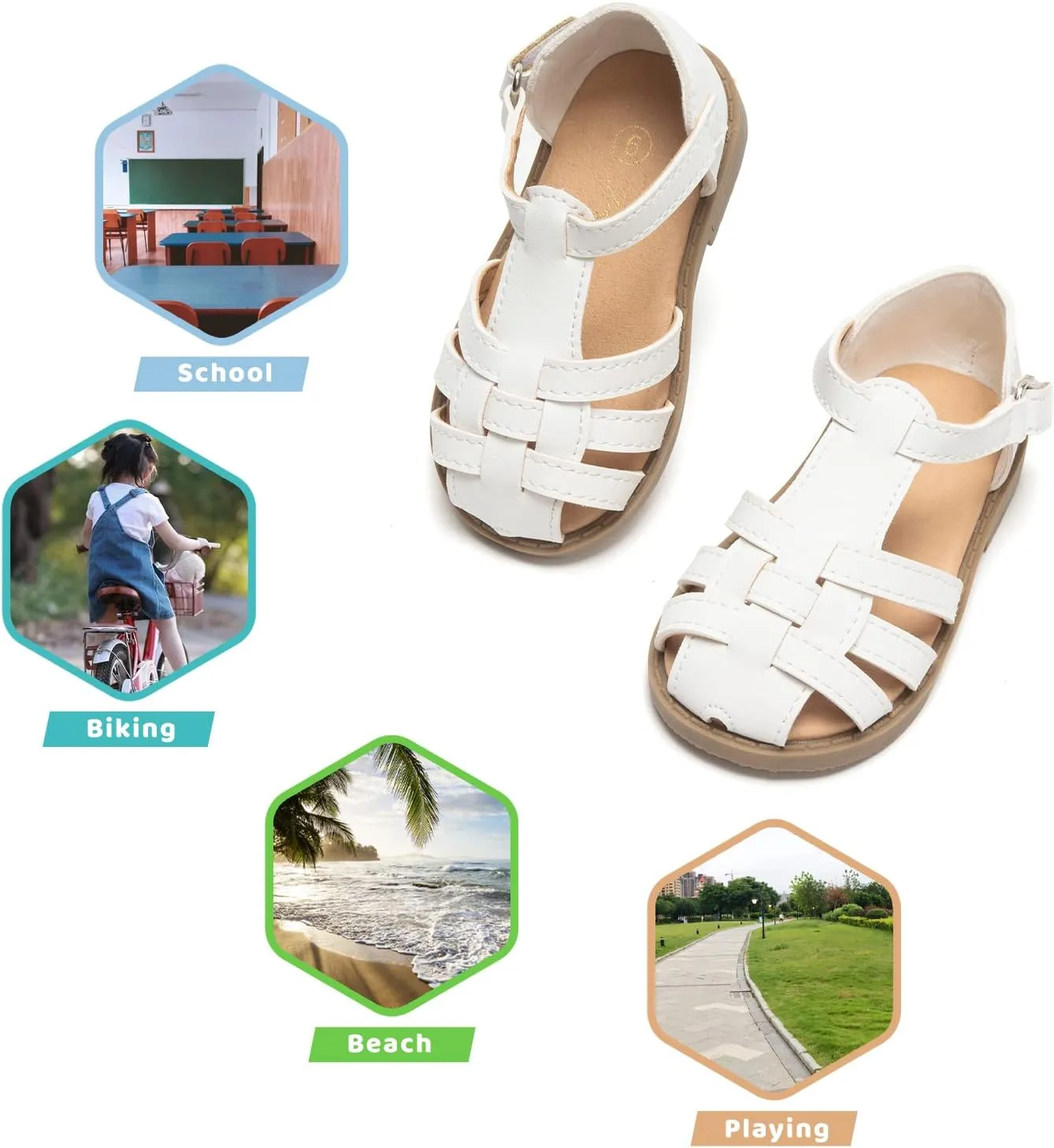 Luffymomo Girls Summer Sandals,Closed Toe Slides Outdoor/Indoor Shoes for Toddler/Little Kid
