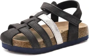 Luffymomo Girls Summer Sandals,Closed Toe Slides Outdoor/Indoor Shoes for Toddler/Little Kid