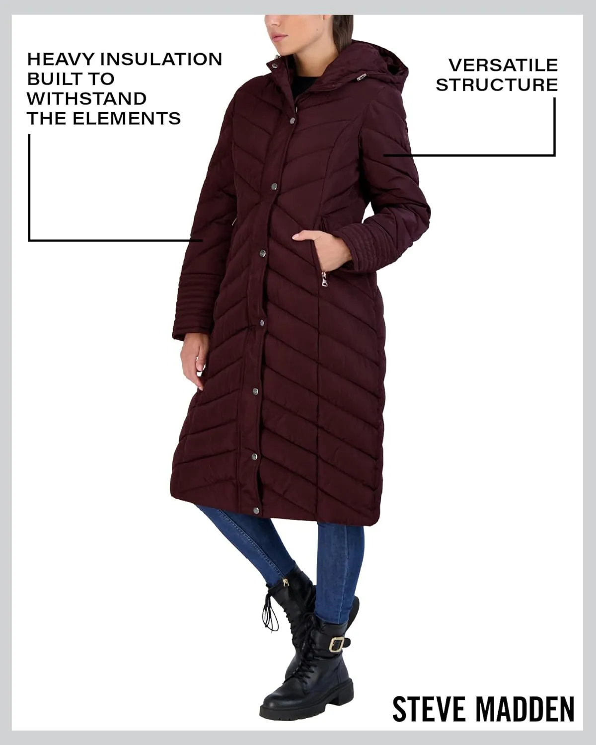 Madden Girl Women's Maxi Puffer Jacket - Long Quilted Puffer Coat (Sizes: S-3X)