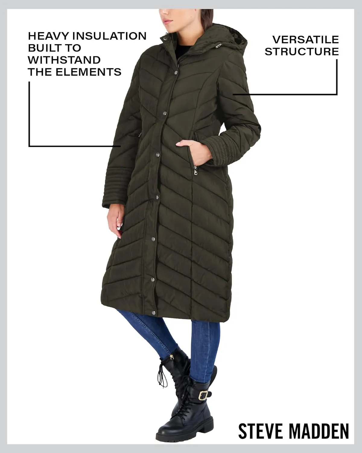 Madden Girl Women's Maxi Puffer Jacket - Long Quilted Puffer Coat (Sizes: S-3X)