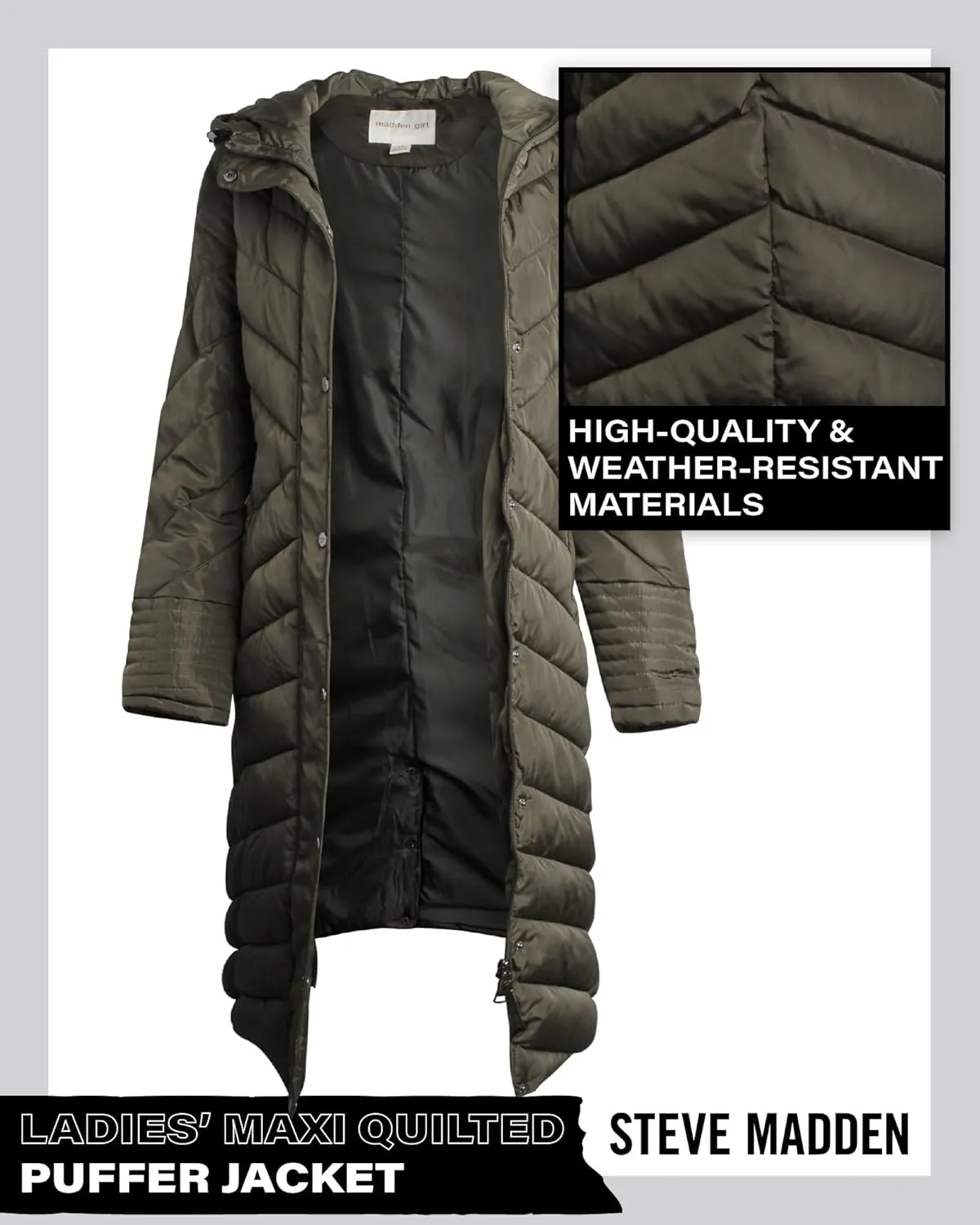 Madden Girl Women's Maxi Puffer Jacket - Long Quilted Puffer Coat (Sizes: S-3X)