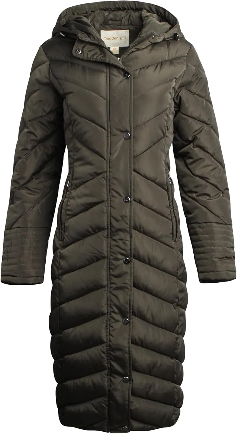 Madden Girl Women's Maxi Puffer Jacket - Long Quilted Puffer Coat (Sizes: S-3X)