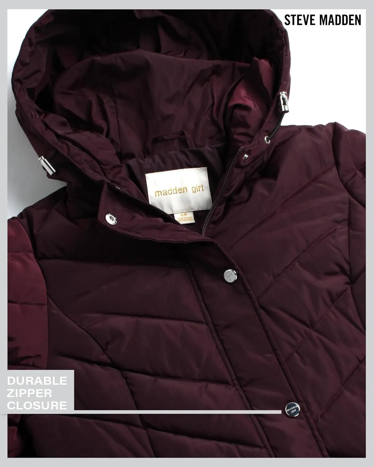 Madden Girl Women's Maxi Puffer Jacket - Long Quilted Puffer Coat (Sizes: S-3X)