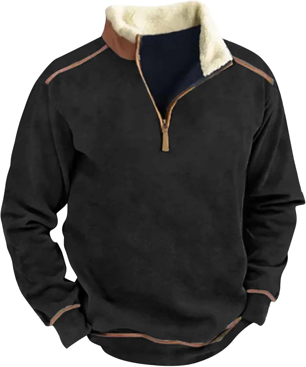 Men's Aztec Western Jacket Cowboy Print Sweatshirt Winter Warm Sweater 1/4 Zip Stand Collar Fit Casual Fall Outwear