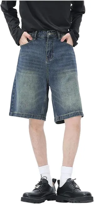 Mens Baggy Denim Jorts Y2K Vintage Loose Hip Hop Jean Shorts Wide Leg Long Jeans Trendy Outfits