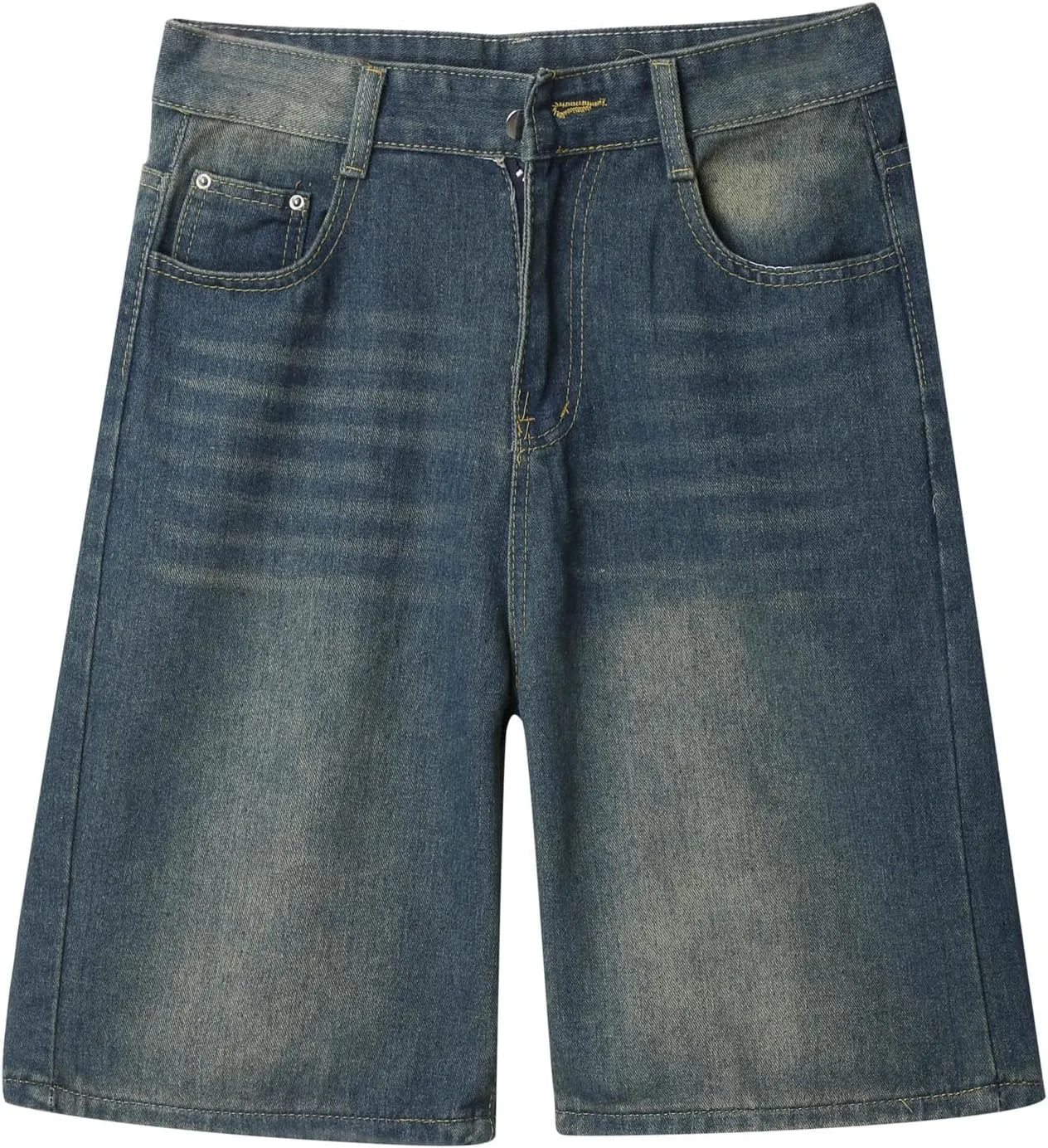 Mens Baggy Denim Jorts Y2K Vintage Loose Hip Hop Jean Shorts Wide Leg Long Jeans Trendy Outfits
