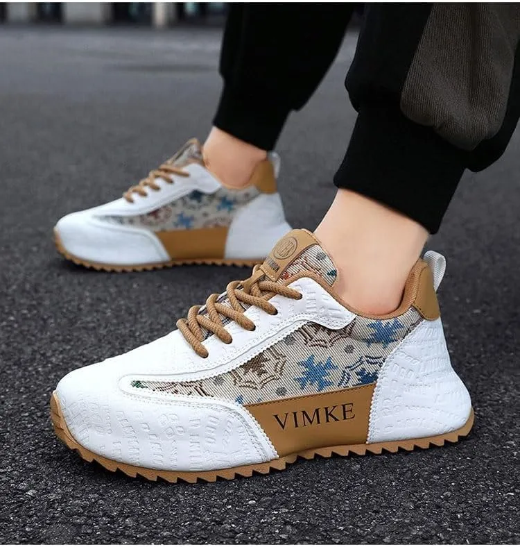 Men's Black Graphic Print Sneakers - Colorful Pattern Design, Non-Slip Rubber Sole & Lightweight Mesh Upper for Urban Casual Style
