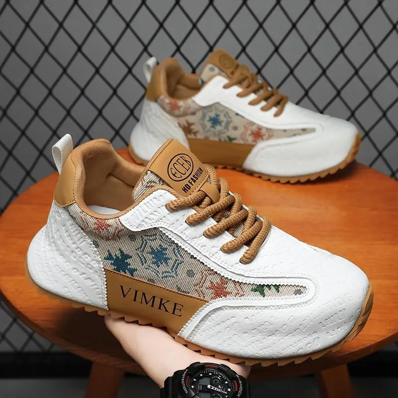 Men's Black Graphic Print Sneakers - Colorful Pattern Design, Non-Slip Rubber Sole & Lightweight Mesh Upper for Urban Casual Style