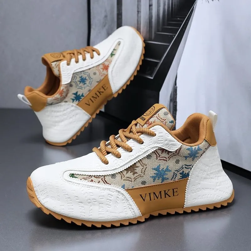 Men's Black Graphic Print Sneakers - Colorful Pattern Design, Non-Slip Rubber Sole & Lightweight Mesh Upper for Urban Casual Style