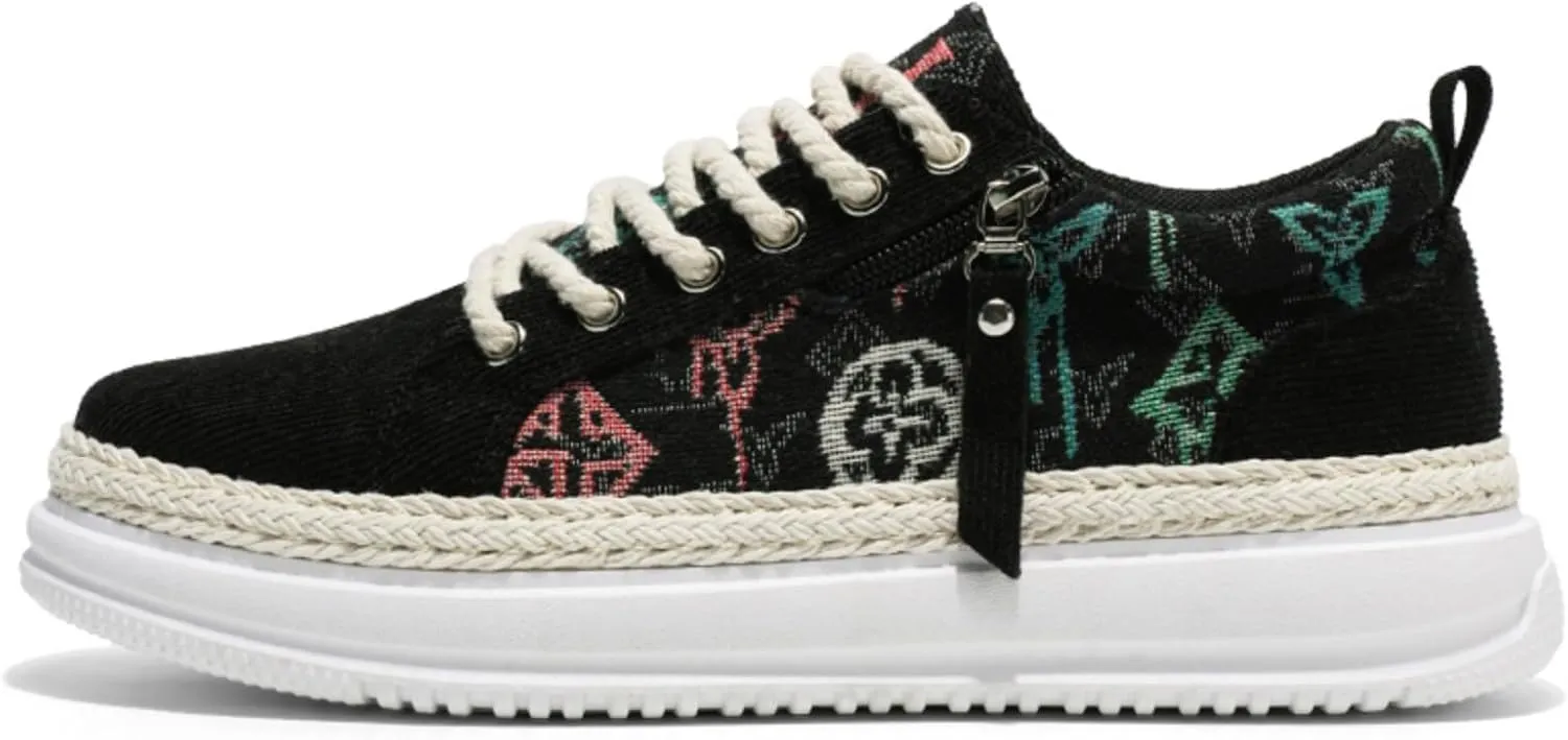 Men's Canvas Sneakers with Contrast Stitching & Adjustable Lace-Up - Side Zipper Closure & Breathable Mesh Lining for Urban Exploration