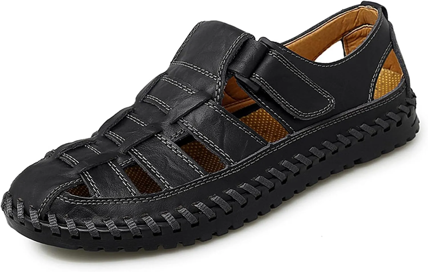 Men's Casual Fashion Sandals, Handmade Summer Beach Shoes, Closed Toe Soft Fisherman Shoes