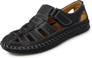 Men's Casual Fashion Sandals, Handmade Summer Beach Shoes, Closed Toe Soft Fisherman Shoes
