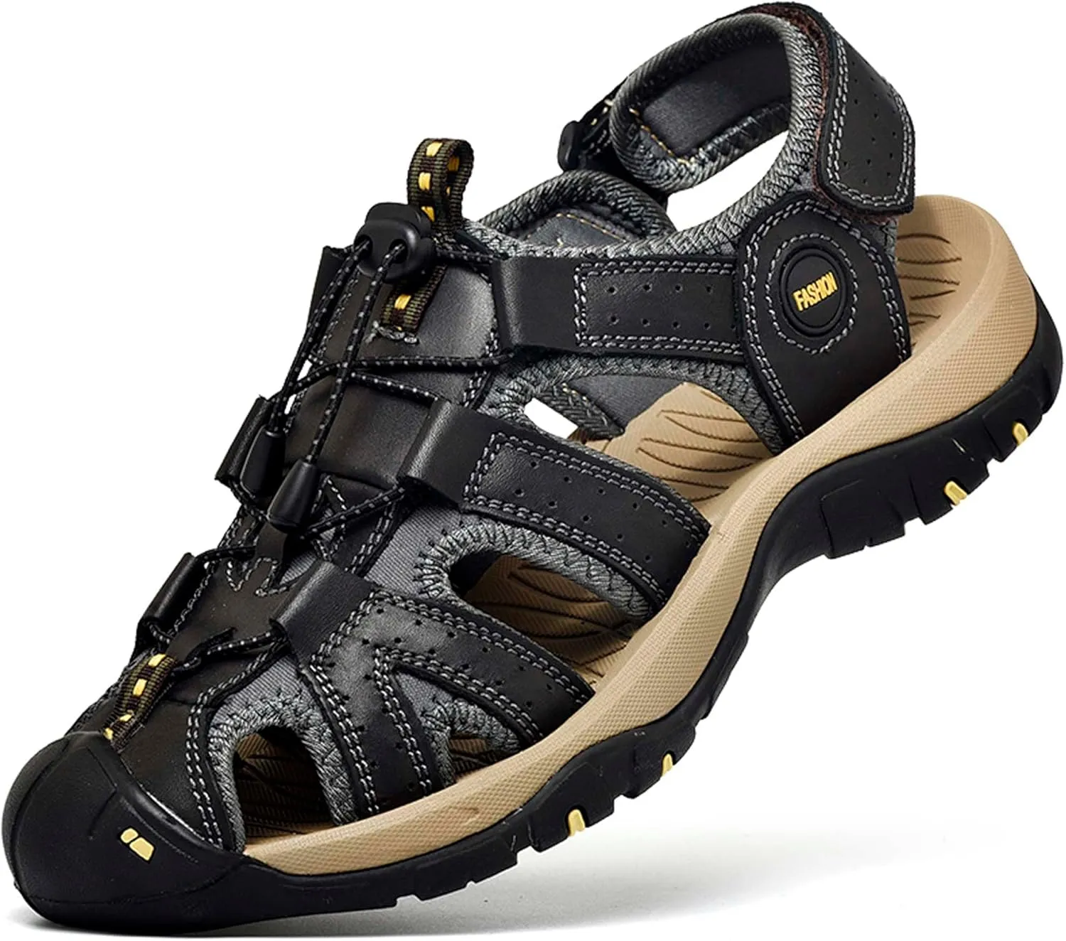Men's Closed Toe Sport Sandals Summer Waterproof Walking Sandals Quick Dry Water Sandals Lightweight Beach Swimming Fisherman Shoes-5-14 US Size