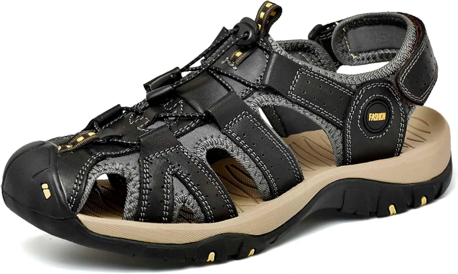 Men's Closed Toe Sport Sandals Summer Waterproof Walking Sandals Quick Dry Water Sandals Lightweight Beach Swimming Fisherman Shoes-5-14 US Size
