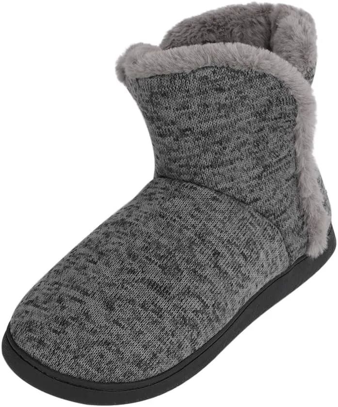 Men's Fluffy Plush Slippers Teen Boys Winter Thermal Knitted Bedroom House Booties Indoor Outdoor Anti-Slip Ankle Boots Footwear Pull on Shoes