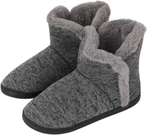 Men's Fluffy Plush Slippers Teen Boys Winter Thermal Knitted Bedroom House Booties Indoor Outdoor Anti-Slip Ankle Boots Footwear Pull on Shoes