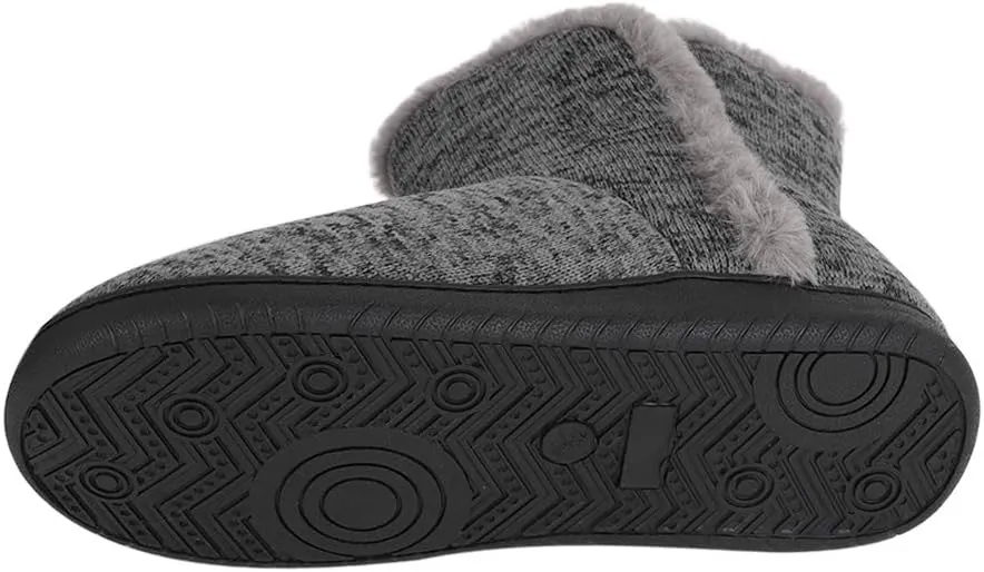 Men's Fluffy Plush Slippers Teen Boys Winter Thermal Knitted Bedroom House Booties Indoor Outdoor Anti-Slip Ankle Boots Footwear Pull on Shoes