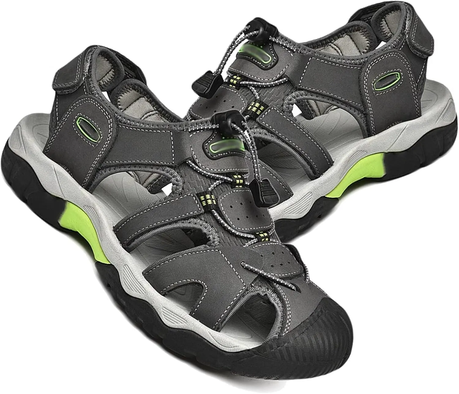 Mens Hiking Sandals Closed Toe Walking Sandals Adjustable Sports Outdoor Trekking Sandals Summer Waterproof Beach Shoes