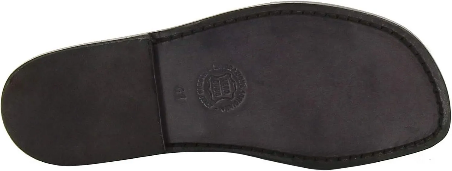 Mens Leather Slippers Handmade in Italy in Black Leather
