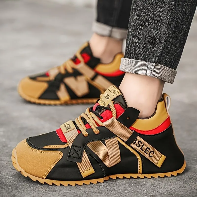Men's Plus Size Fashion Sneakers - Versatile, Non-Slip Casual Shoes for All Seasons, Lace-Up with Faux Leather Upper