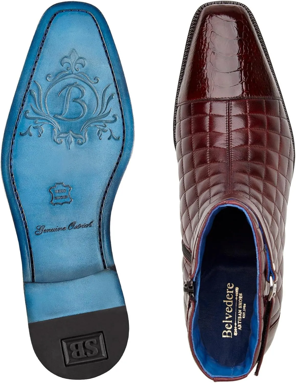 Men's R80 Libero Genuine Ostrich Leg and Quilted Leather Boot