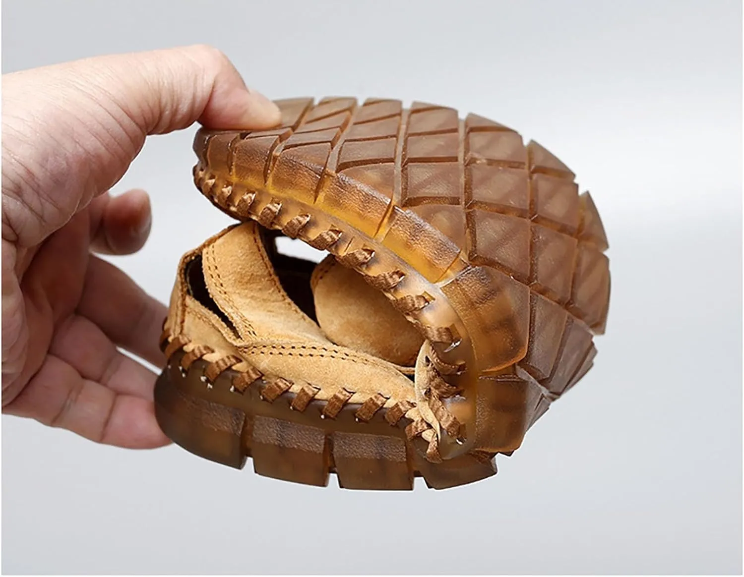 Men's Sandals Outdoor Leather Sandals Hiking Waterproof Athletic Fisherman Water Shoes