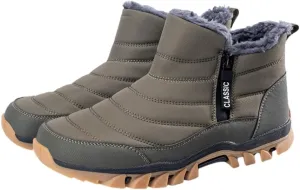 Men's Slip On Snow Boots with Warm Plush Lining, Comfy Non Slip Durable Thermal Side Zipper Design Shoes, Men's Winter Footwear