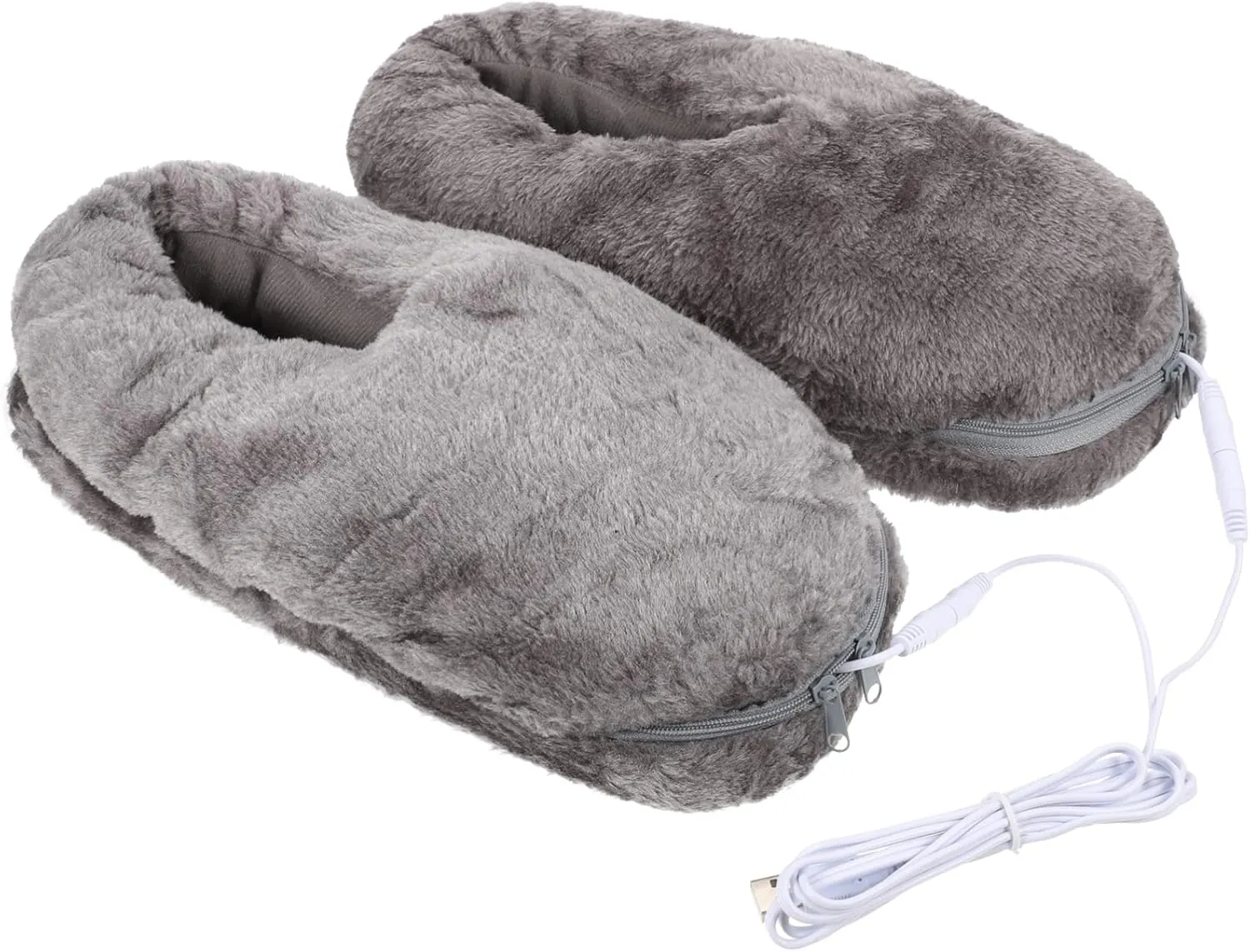 Mens Slippers Electric Heated Foot Warmers: Fluffy Thick Plush Foot Heater Winter USB Rechargeable Thermal Heating Pad Cushion Heat Feet Warmer Boots Shoes Slippers