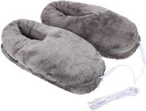 Mens Slippers Electric Heated Foot Warmers: Fluffy Thick Plush Foot Heater Winter USB Rechargeable Thermal Heating Pad Cushion Heat Feet Warmer Boots Shoes Slippers