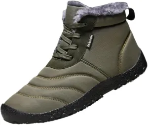 Men's Snow Boots, Winter Thermal Shoes, Windproof Hiking Boots with Fuzzy Lining